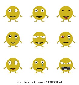 Smile icon set for social network. Emoticons symbols