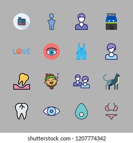 smile icon set. vector set about arcade, broken tooth, boy and love icons set.