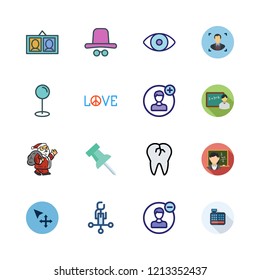 smile icon set. vector set about employee, move, glasses and user icons set.