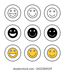 vector conjunto de iconos de sonrisa. icono del emoticono de sonrisa. signo y símbolo de retroalimentación