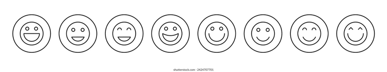 smile icon set vector. smile emoticon icon. feedback sign and symbol