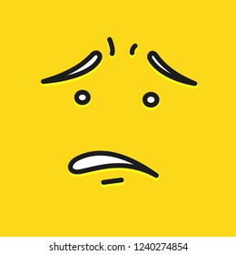Smile icon template design. Oops emoticon vector logo on yellow background. Face line art style.