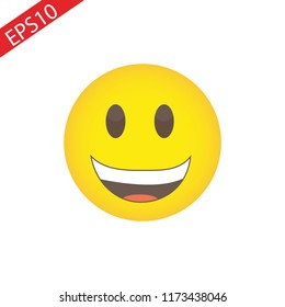 Smile icon template design. Smiling emoticon vector logo on yellow background. Face line art style