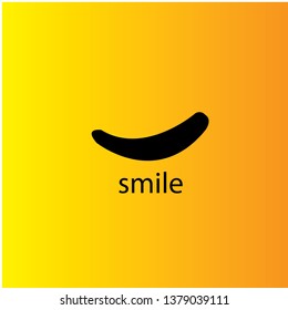 Smile icon template design. Smiling emoticon vector logo on yellow background. Face line art style - Vector