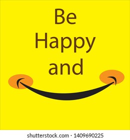 Smile icon template design. Smiling emoticon vector logo on yellow background. Face line art style