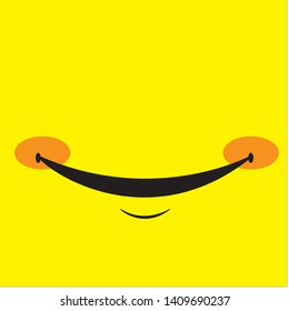 Smile icon template design. Smiling emoticon vector logo on yellow background. Face line art style