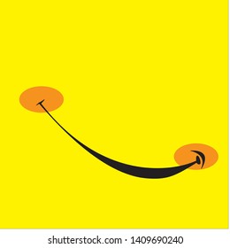 Smile icon template design. Smiling emoticon vector logo on yellow background. Face line art style