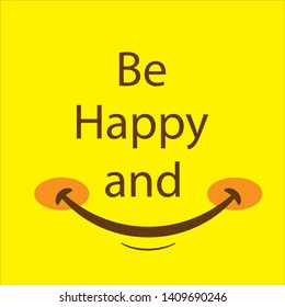 Smile icon template design. Smiling emoticon vector logo on yellow background. Face line art style