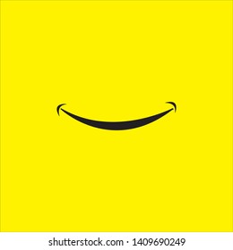 Smile icon template design. Smiling emoticon vector logo on yellow background. Face line art style