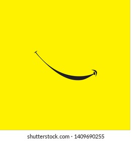 Smile icon template design. Smiling emoticon vector logo on yellow background. Face line art style