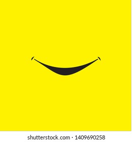 Smile icon template design. Smiling emoticon vector logo on yellow background. Face line art style