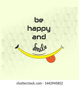 Smile icon template design. Smiling emoticon vector logo on yellow background. Face line art style