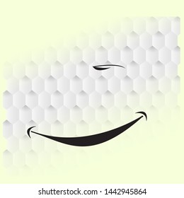 Smile icon template design. Smiling emoticon vector logo on yellow background. Face line art style