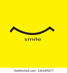 Smile icon template design. Smiling emoticon vector logo on yellow background. Face line art style - Vector