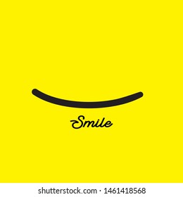 Smile icon template design. Smiling emoticon vector logo on yellow background. Face line art style - Vector