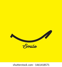 Smile icon template design. Smiling emoticon vector logo on yellow background. Face line art style - Vector