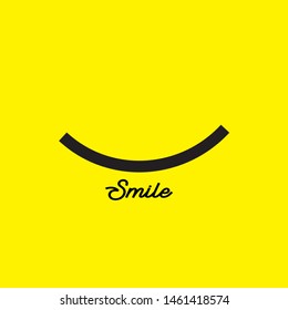 Smile icon template design. Smiling emoticon vector logo on yellow background. Face line art style - Vector