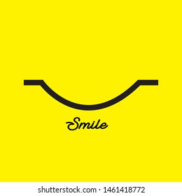 Smile icon template design. Smiling emoticon vector logo on yellow background. Face line art style - Vector