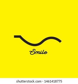 Smile icon template design. Smiling emoticon vector logo on yellow background. Face line art style - Vector