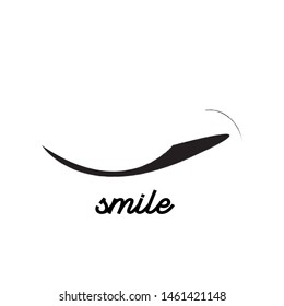 Smile icon template design. Smiling emoticon vector logo on white background. Face line art style