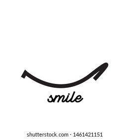 Smile icon template design. Smiling emoticon vector logo on white background. Face line art style