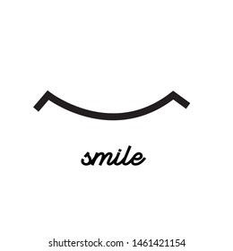 Smile icon template design. Smiling emoticon vector logo on white background. Face line art style