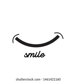 Smile icon template design. Smiling emoticon vector logo on white background. Face line art style