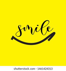 Smile icon template design. Smiling emoticon vector logo on white background. Face line art style