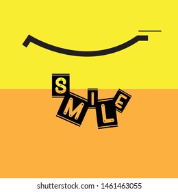 Smile icon template design. Smiling emoticon vector logo on white background. Face line art style