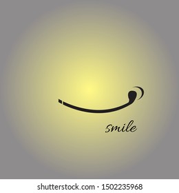Smile icon template design. Smiling emoticon vector logo on yellow background. Face line art style - Vector