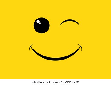 Smile icon template design. Smiling emoticon vector logo on yellow background.