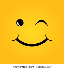 Smile icon template design. Smiling emoticon vector logo on yellow background. Vector illustration 