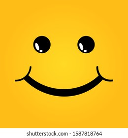 Smile icon template design. Smiling emoticon vector logo on yellow background. Vector illustration 
