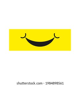 Smile icon template design. Smiling emoticon vector logo on yellow background. Face line art style - Vector