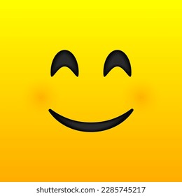 Smile icon template design. Smiling minimalistic emoticon vector logo on a yellow background. Close-up expression of emotion. Vector illustration.