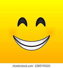 Smile icon template design. Smiling minimalistic emoticon vector logo on a yellow background. Close-up expression of emotion. Vector illustration.