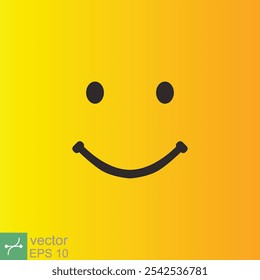 Smile icon template design. Smiling emoticon vector logo on yellow background. Face line art style. Funny doodle drawing, fun symbol, humor, joy concept. EPS 10.