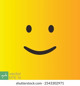 Smile icon template design. Smiling emoticon vector logo on yellow background. Face line art style. Funny doodle drawing, fun symbol, humor, joy concept. EPS 10.