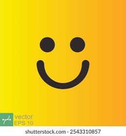 Design de modelo de ícone de sorriso. Logotipo de vetor emoticon sorridente sobre fundo amarelo. Estilo de arte da linha do rosto. Desenho de doodle engraçado, símbolo divertido, humor, conceito de alegria. EPS 10.