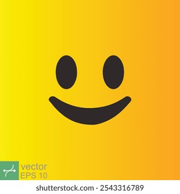 Design de modelo de ícone de sorriso. Logotipo de vetor emoticon sorridente sobre fundo amarelo. Estilo de arte da linha do rosto. Desenho de doodle engraçado, símbolo divertido, humor, conceito de alegria. EPS 10.