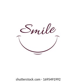 Smile icon template design.vector isolated logo illustration on White background. Face line art style.