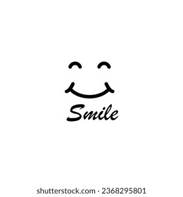 a smile  icon and smile text, logo vector