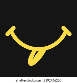 smile icon with tongue on gray background