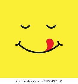 Smile icon with a tongue. Yummy. Simple flat vector illustration.
