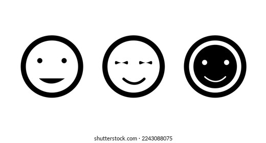 Icono sonriente en un estilo plano de moda aislado en un fondo blanco. Cara feliz, iconos sonrientes