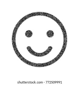 Smile icon. Vector. Black icon from many ovelapping circles with random opacity on white background. Noisy. Isolated.