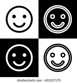 Smile icon. Vector. Black and white icons and line icon on chess board.