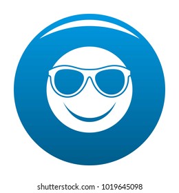 Smile icon vector blue circle isolated on white background 