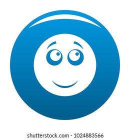 Smile icon vector blue circle isolated on white background 