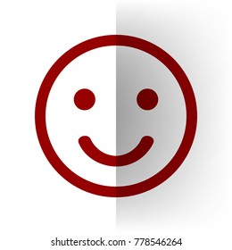 Smile icon. Vector. Bordo icon on white bending paper background.